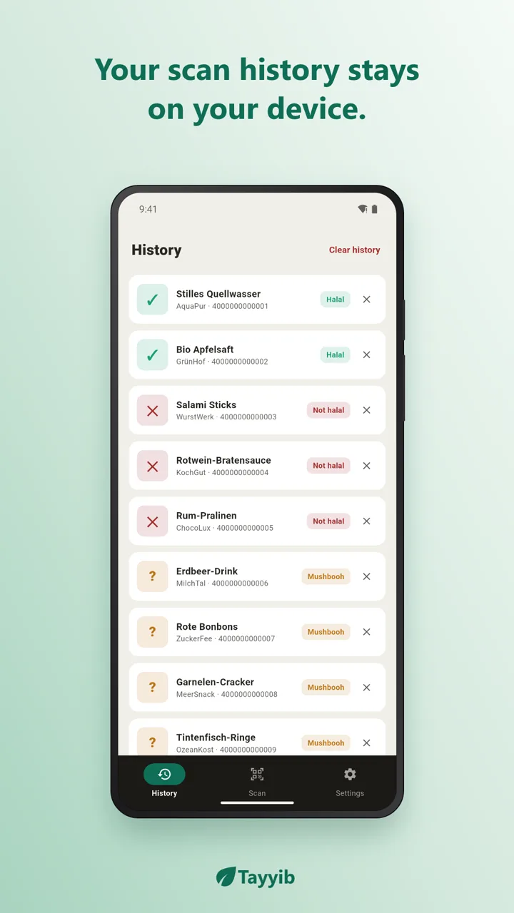 Tayyib scan history